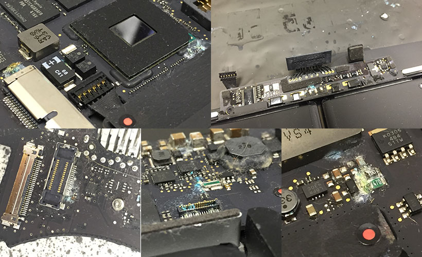 water damage on macbook pro retina