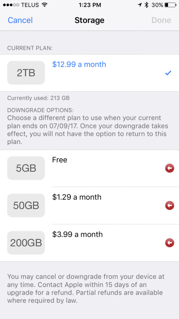 iCloud storage